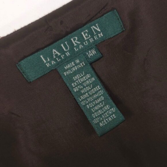 LAUREN RALPH LAUREN Women's Size‎ 14W Skirt VIRGIN WOOL Flare Brown - Picture 2 of 9